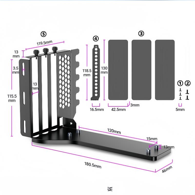 1 sada Externí dokovací stanice pro GPU Vertikální držák GPU 2/3 sloty Držák pro grafickou kartu s hardwarem Egpu Dock