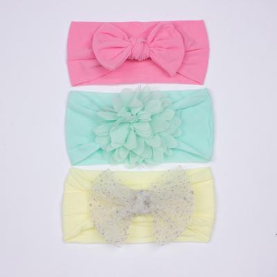 3Pcs New Children's Hair Accessories, Baby Nylon Bow Does Not Hurt the Skin, Wide Headscarf, Baby Headband.