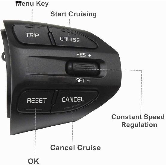 

Compatible with Kia Rio (K2) 2016 2017 2018 2019 2020 2021 Cruise Control Buttons Switch Steering Wheel Buttons Replacement(Model A) Model a