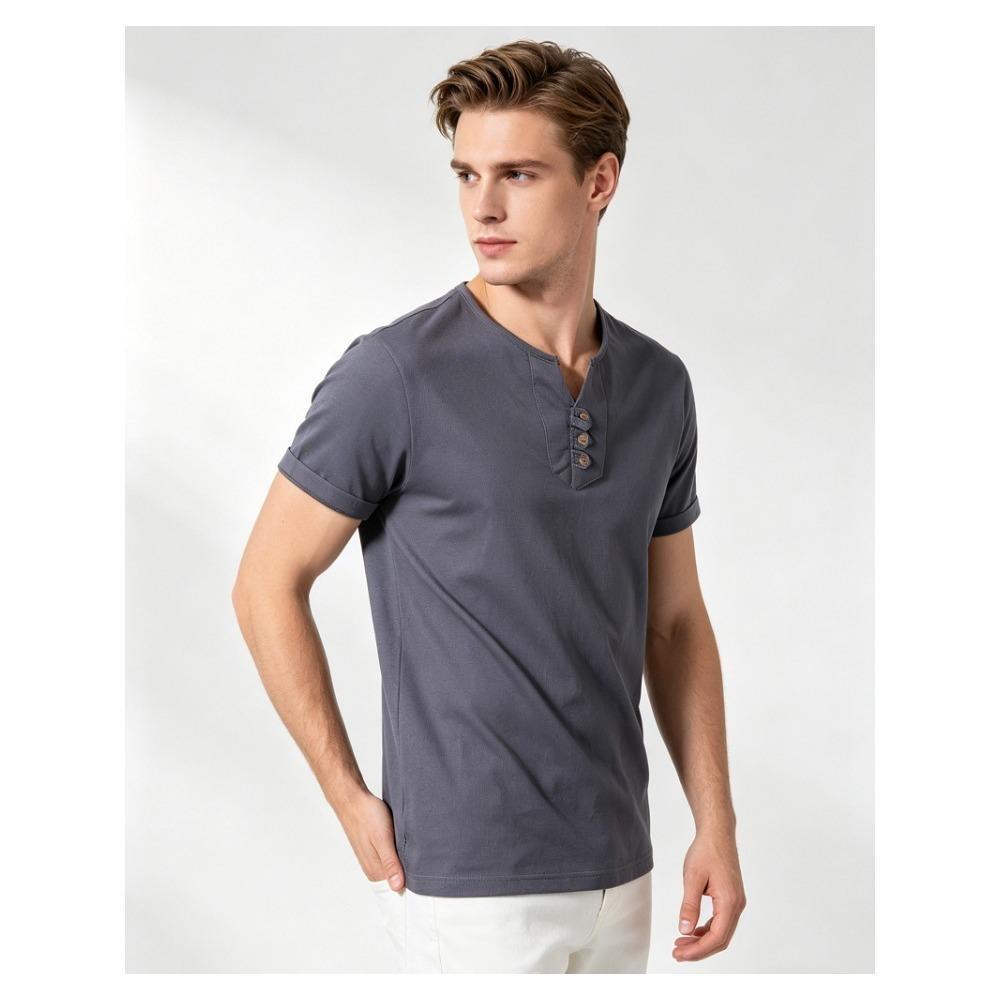 Men's Plus Size Henley Shirt (Up To 8XL) - 95% Cotton Short Sleeve Casual T-Shirt with Button Placket - Big and Tall Summer Top