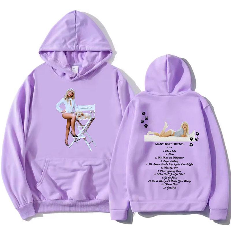 Sabrina Carpenter Man's Best Friend Hoodies Funny Cartoon Graphic Printing Sweatshirts Long Sleeve Female Hooded Pullovers Women