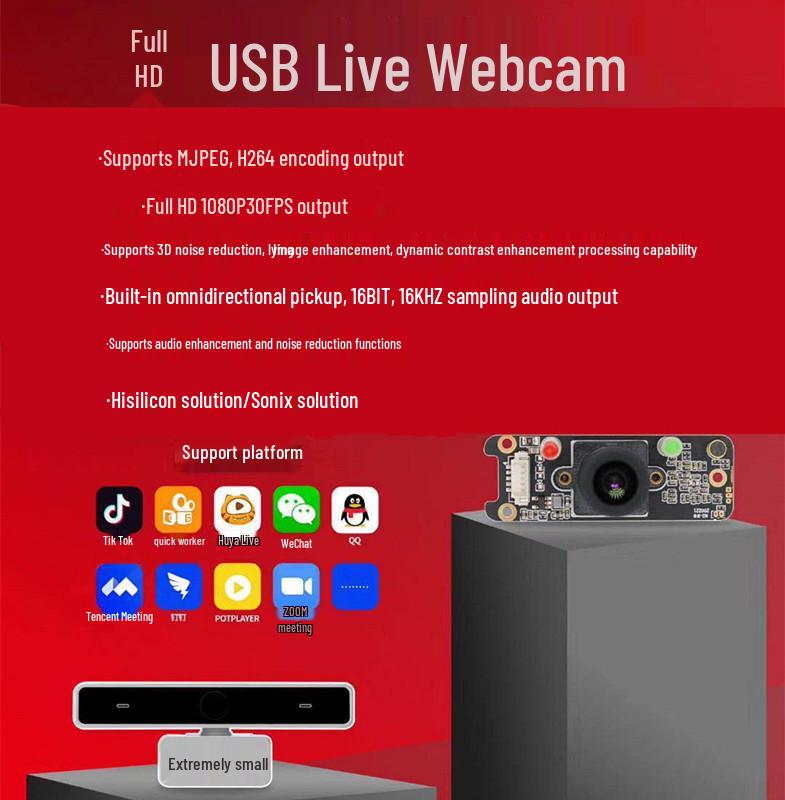 HD USB Webcam with Mic for Laptop - Driver-Free Live Streaming & Online Teaching