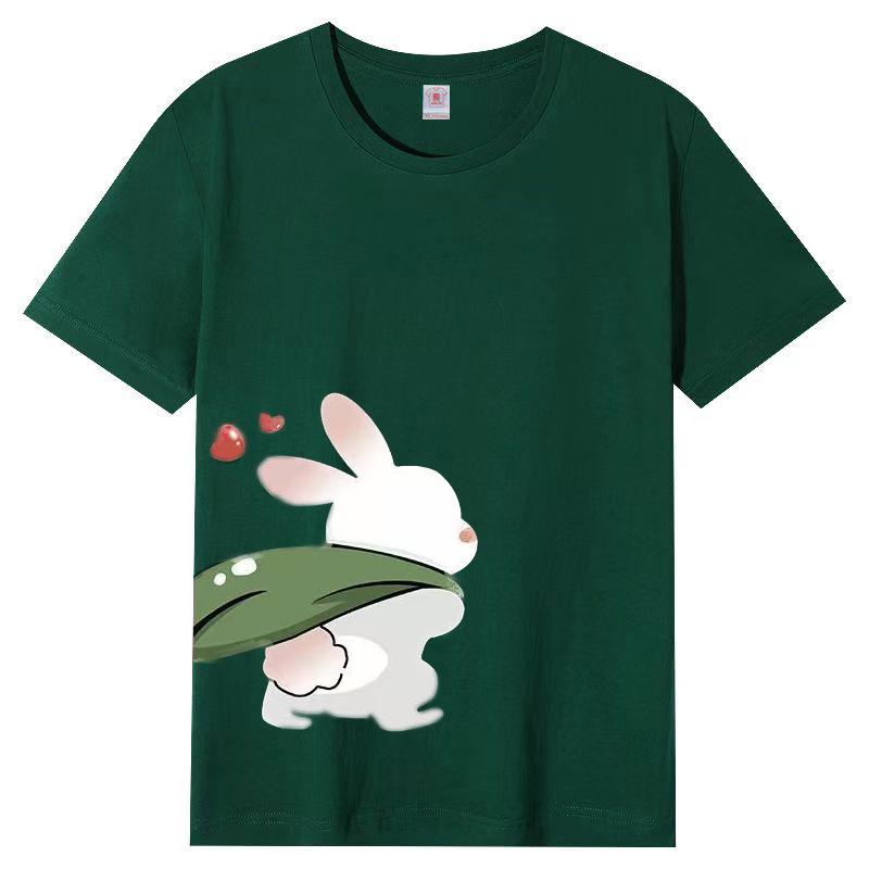 Damer Sommer Populær Kortarmet T-skjorte Bomull Pustende Løs Topp Trykket T-skjorte Casual