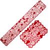 Heart Table Runner Red Lace Love Heart Valentine's Day Dining Decorations Anniversaries Dining Table Runner for Holiday Parties