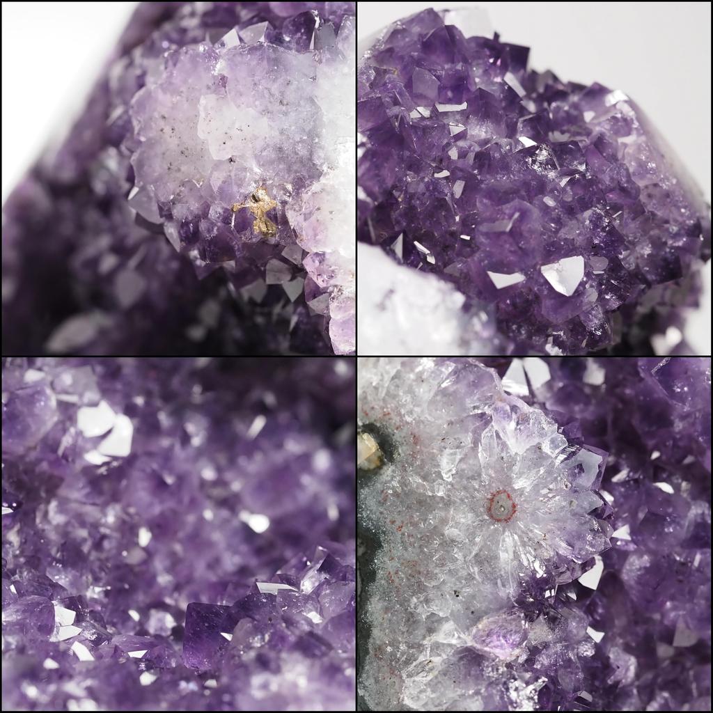 stone Natural Mineral Amethyst Cluster Uruguay Crystal [N2 Natural] (Amethyst Geode) - - (66 "One-of-a-kind" Approx. 1450g, 121x93x104mm)
