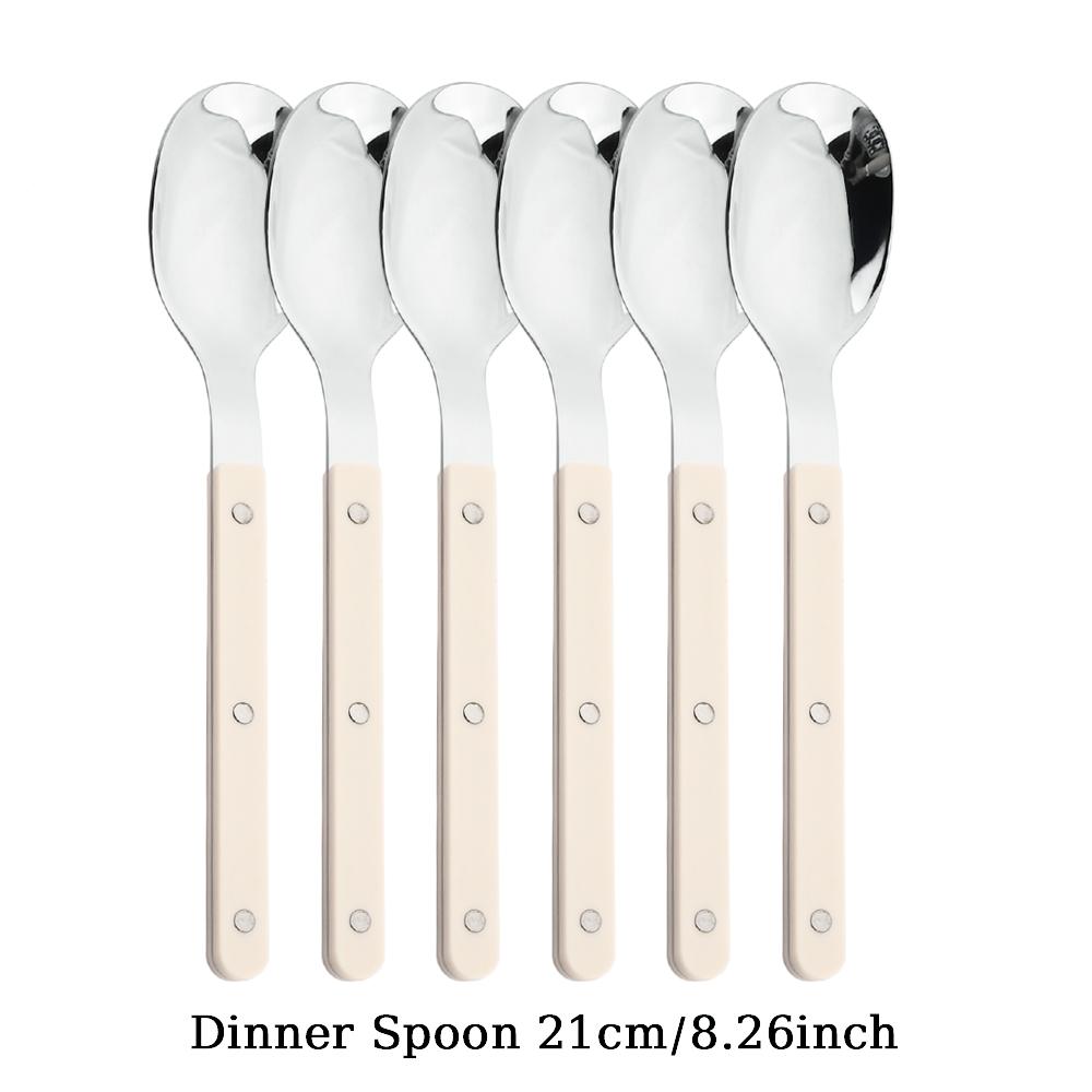 ABS Handle Rivets Decoration Cutlery Set Stainless Steels Dinner Set Green Fork Knife Spoon Western Dinnerware Kitchen Flatware