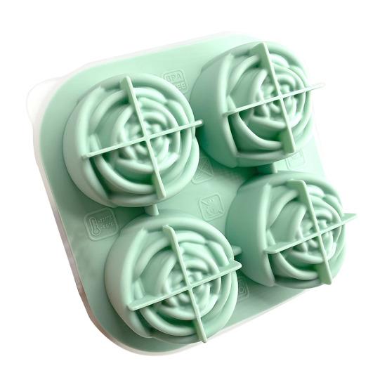 Rose Flower Silicone Ice Cube Tray 9-Cavity Square Mold for Chocolate Candy Flexible Non-Stick