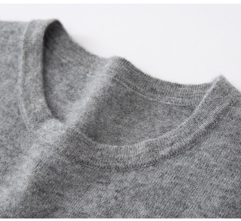 Women's Elegant Autumn 2026 Embroidered Cashmere Sweater - Round Neck, Loose Fit, Slimming and Warm Base Layer
