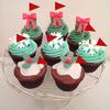 Mini Red Flag Toothpicks Red Color Triangle Stick Cupcake Toppers for Sports Themed Birthday Party Flags Solid Red DIY Decor