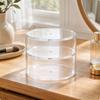 Clear Acrylic Cylindrical Organizer Compact Round Display Case with Internal Shelves