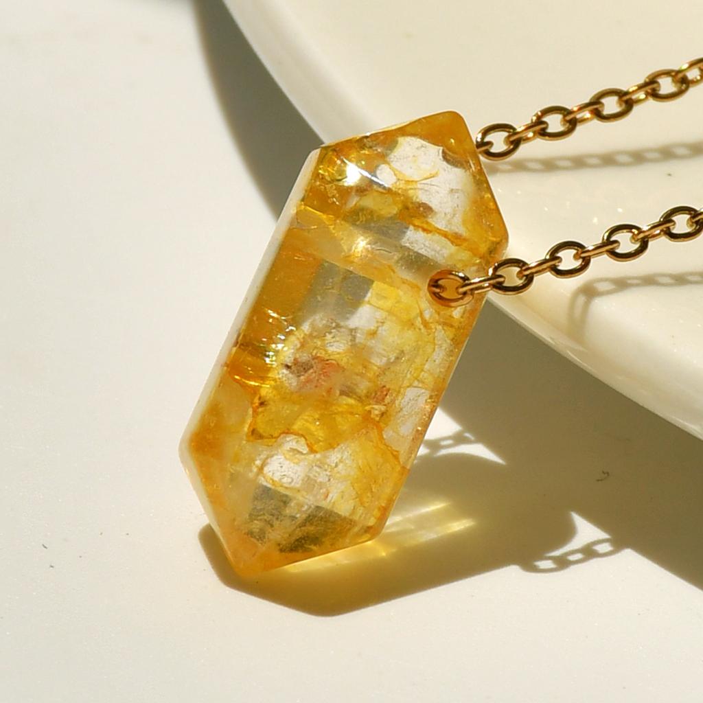 Natural Crystal Pendant Necklace Hexagonal Double Point Tiger Eye Lapis Lazuli Amethyst Rose Quartz Chakra Jewelry
