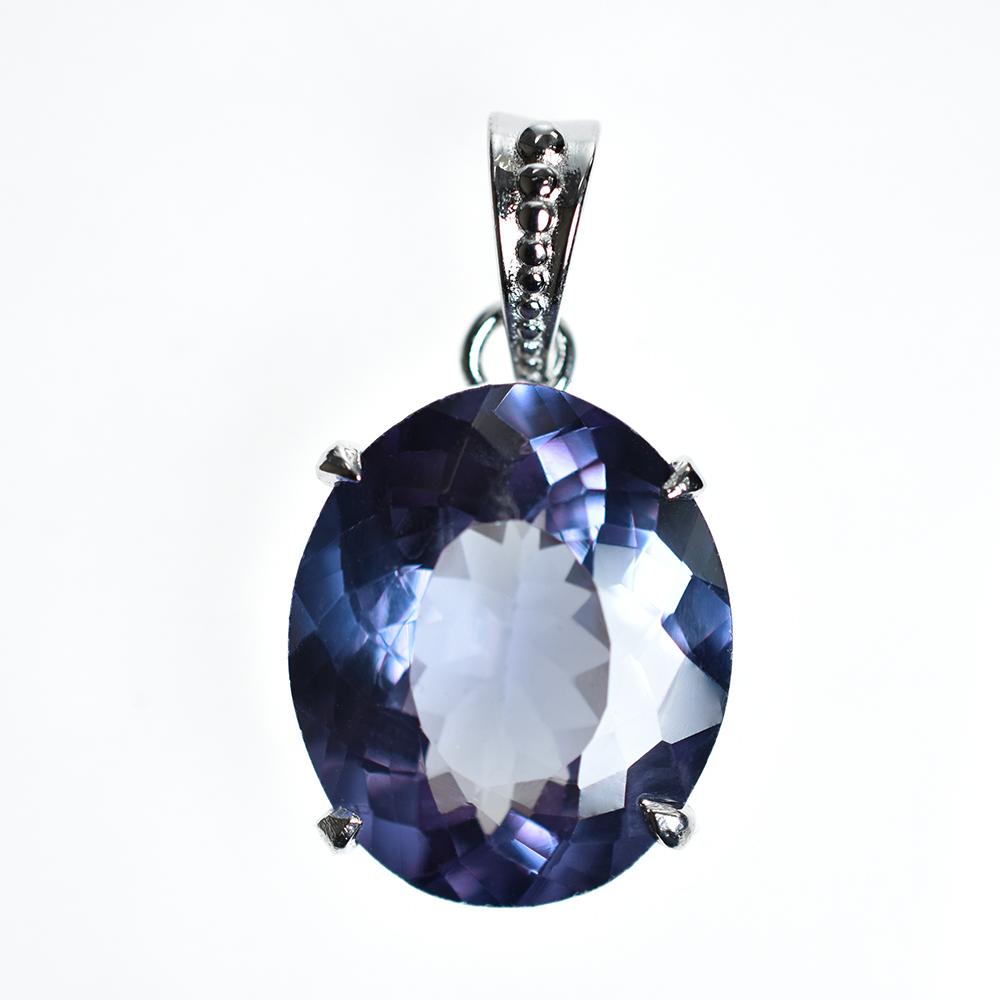 Natural Color Change Alex 32.70 Ct CERTIFIED 925 Sterling Silver Oval Pendant MY.PDS-334-NS