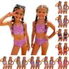 Girls Two Piece Swimsuit Set Sequin Print Sleeveless Crop Top and High Waist Bottoms Kids Swimwear Summer Beachwear