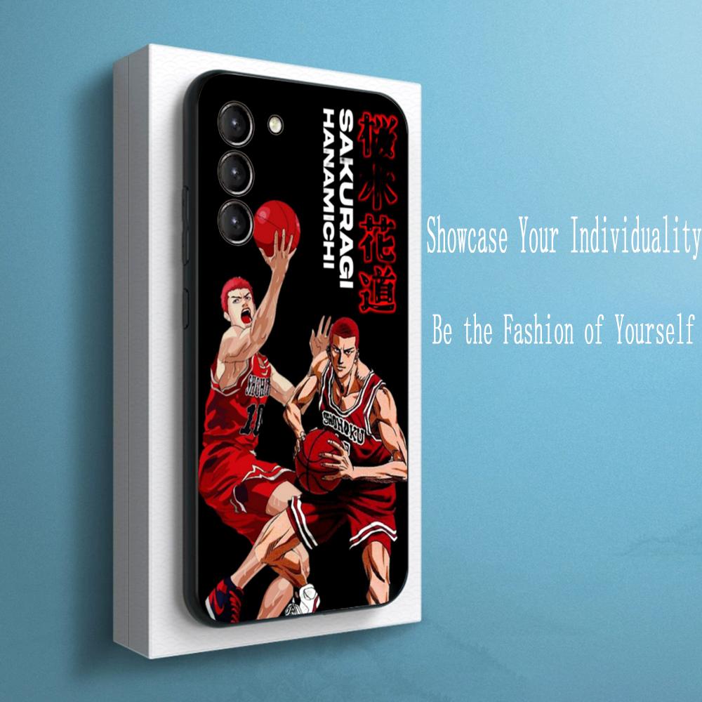 Slam Dunk Classic Basketball Comics Phone Case For Samsung Galaxy S25 S24 S23 S22 S21 S20 Plus Ultra Note20 Soft Black
