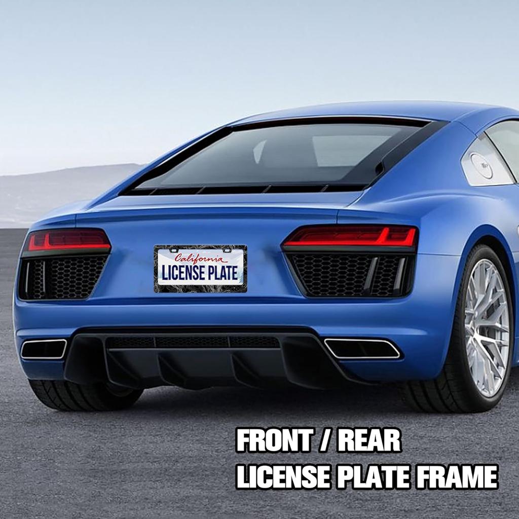 Topographic Map License Plate Frame Topography Stainless Steel License Plate Frame Auto Parts Decoration With Screws License Plate Holder For Men