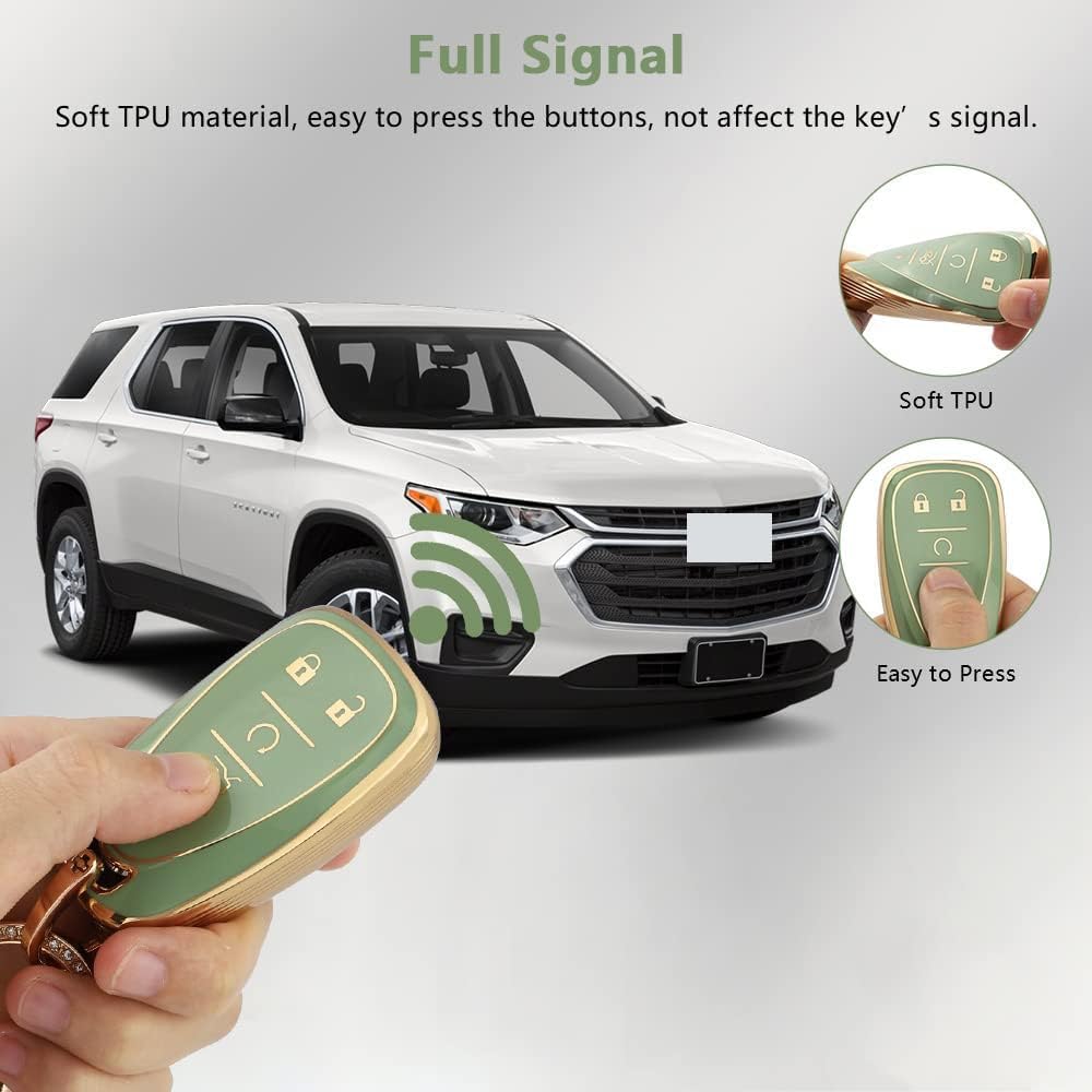 PIFOOG Key Fob Cover For Chevy 5 Buttons Keys Shell Case TPU Bling Car Keychain Protector Accessories For Equinox Malibu Blazer Camaro Spark Traverse