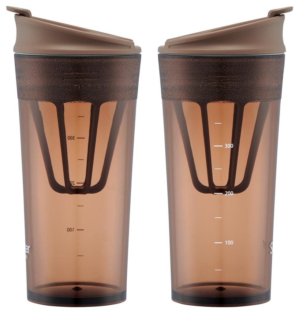 Skater Shaker Tumbler, 420ml, with Flap and Memory Stick, Amber Brown, PTBFS4-A