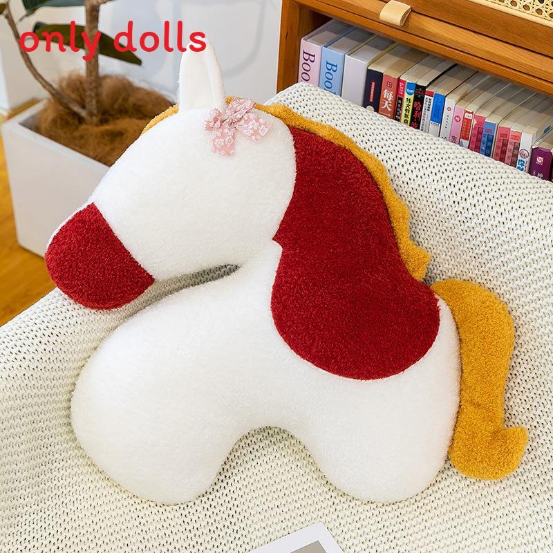 

Cartoon Horse Shaped Plush Pillow For Living Room Decor Gift For All Ages белый
