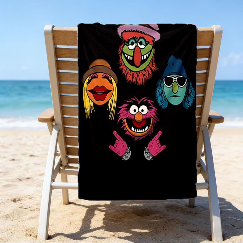 Muppet Rock Stars Microfiber Beach Towel, Lightweight And Quick-Dry, for Summer Travel, Beach Essential, Swimming Pool Outdoor