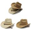 Ethnic Style Foldable Raffia Straw Hat With Wide Brim Sun Protection For Summer Beach Wear