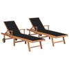 Day and Night - Day and Night Loungers 2 Units Solid Teak Wood with Black Cushion