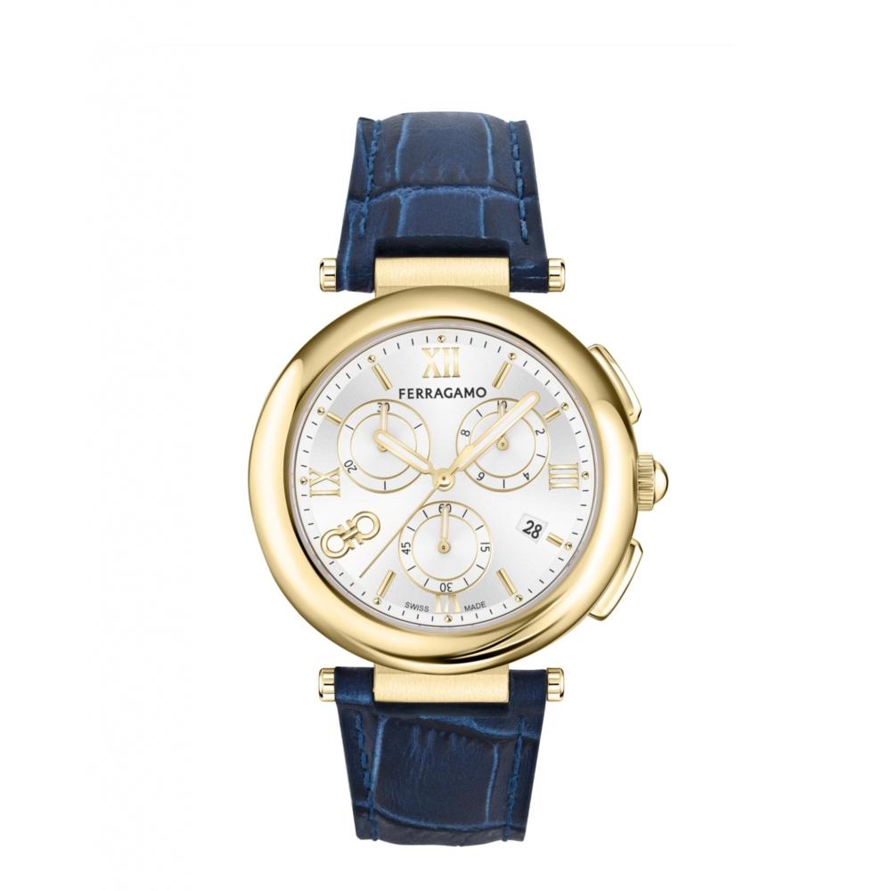 

Salvatore Ferragamo Ferragamo Legacy Chronograph Watch Blue Gold Silver