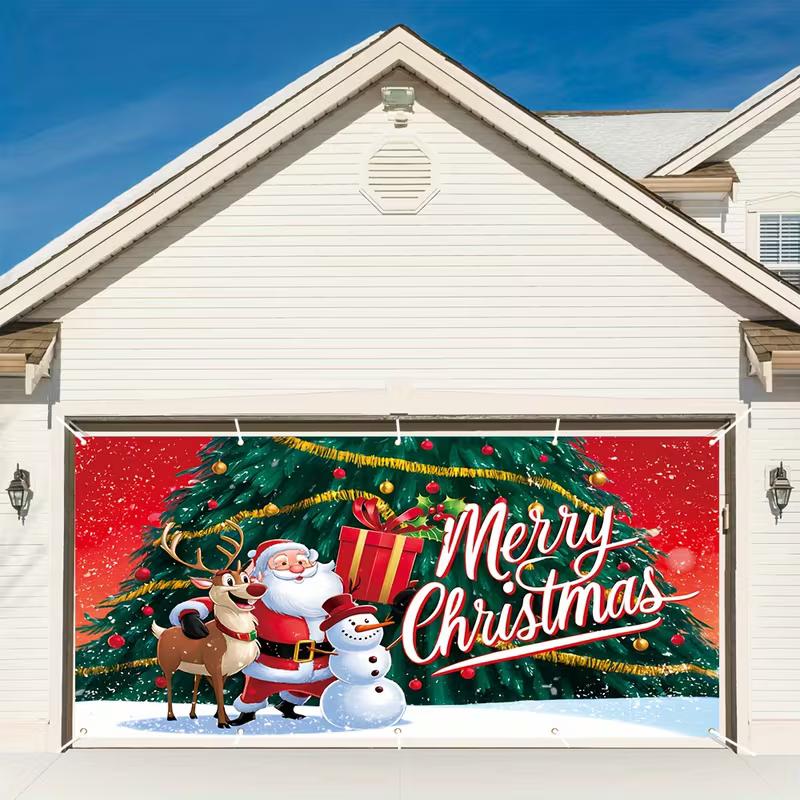 2D Santa with Gift and Christmas Tree Photography Background