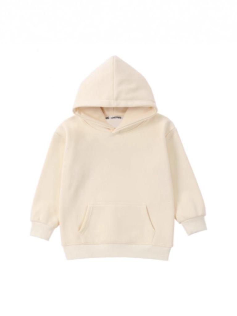 Kids' Hooded Sweatshirt - Unisex, Pure Cotton, 320g, Fleece Lining, Solid Color, Loose Fit for Boys & Girls.