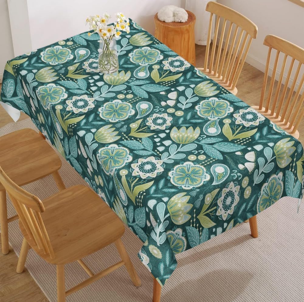 Zitronenbaum Blumenvogel Druck Wasserdichte Tischdecke für Tischdekoration Wiederverwendbare Rechteckige Tischdecken Küche Feiertags-Party-Dekor