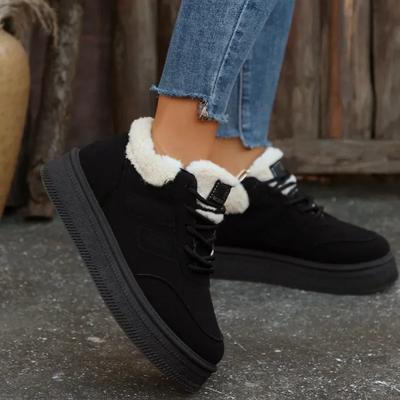 Women's Ankle Snow Boots Fur Suede Short Plush Platform Shoes Winter Casual Walking Sports Flats Comfortable Cotton Botas Mujer