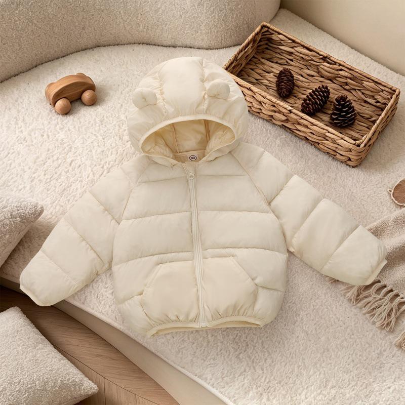 Autumn Winter Kids' Hooded Cotton Jacket - Lightweight, Korean Style, Warm Outerwear for Toddlers and Babies