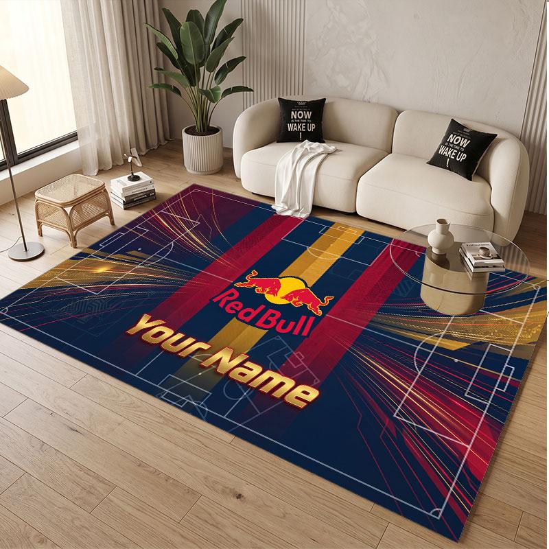 Custom Rug Red Bull Racing Pattern Print Name Text Soft Non‑Slip Floor Carpet for Home Indoor Decoration