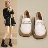 White small leather shoes women's new spring and autumn versatile J college style with skirt versatile thick sole