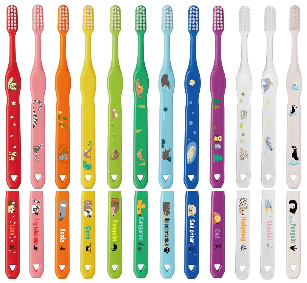 L Kids Happy 12 Animal Elementary School Made In 12 APIS Toothbrushes, Colors, Colors, Junior, Dental-Recommended, Print, Age, Matte, Colorful,
