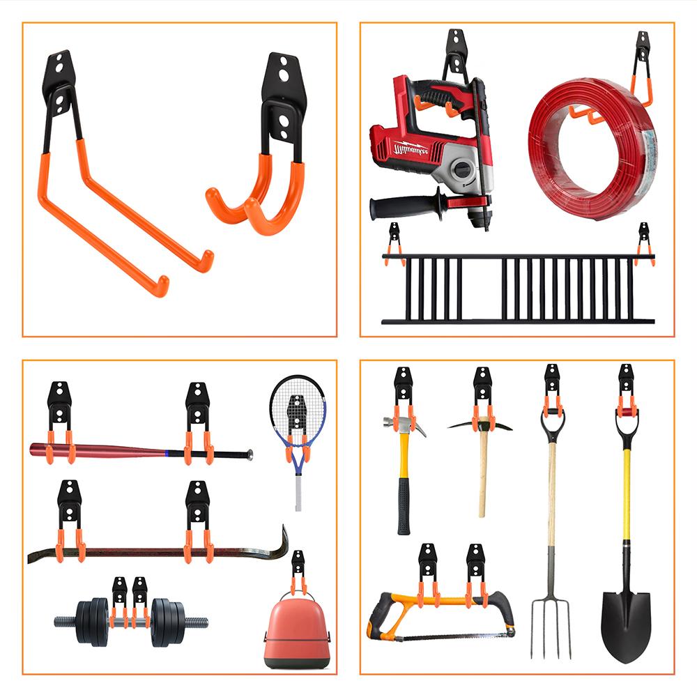Heavy Duty Wall Mount Metal Hook Garage Organizer Bicycle Ladder Hanger Anti Slip Storage Hook For Garden Tools Home Backyard
