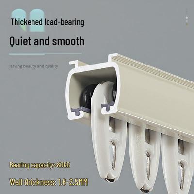 Double Track Silent Glider Curtain Rail, Aluminum Alloy, Top Mount