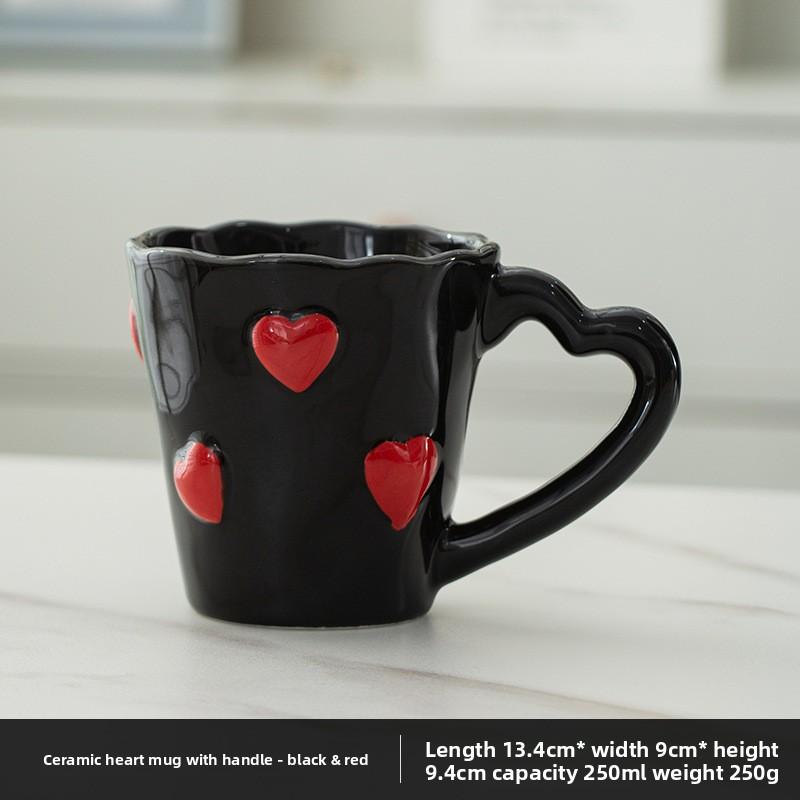 

Cute Cartoon Love Handle Ceramic Mug for Milk Coffee Hand Painted Design 250ml