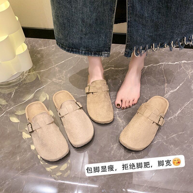 Fashion versatile one-pedal height-increasing slippers women's 2025 summer and autumn new thick-bottomed comfortable Boken lazy bag head slippers