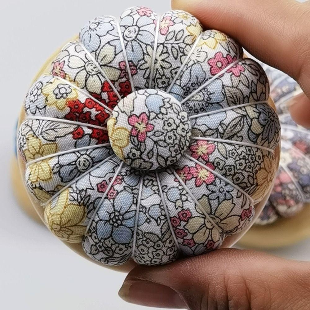 Wood Base Needle Pillow Magnetic Pin Cushion Needlework Accessories Pumpkin Needle Cushion Tailor