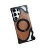 Metal Walnut Phone Case With Magnetic Stand S26 Ultra S25 S24 S23 Shockproof Rotating Edge