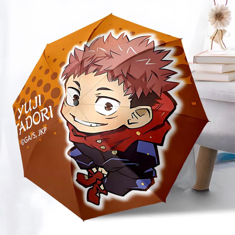 1pc Yuji Itadori Anime Character Umbrella, Automatic Opening Folding Design with 8-Rib Iron Frame, Outdoor for Fans, Travelers, Daily Use, Perfect Gif
