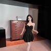 Fashion and sexy chest-wrapped backless white dress temperament pure desire celebrity style waist and thin big swing A-word short skirt