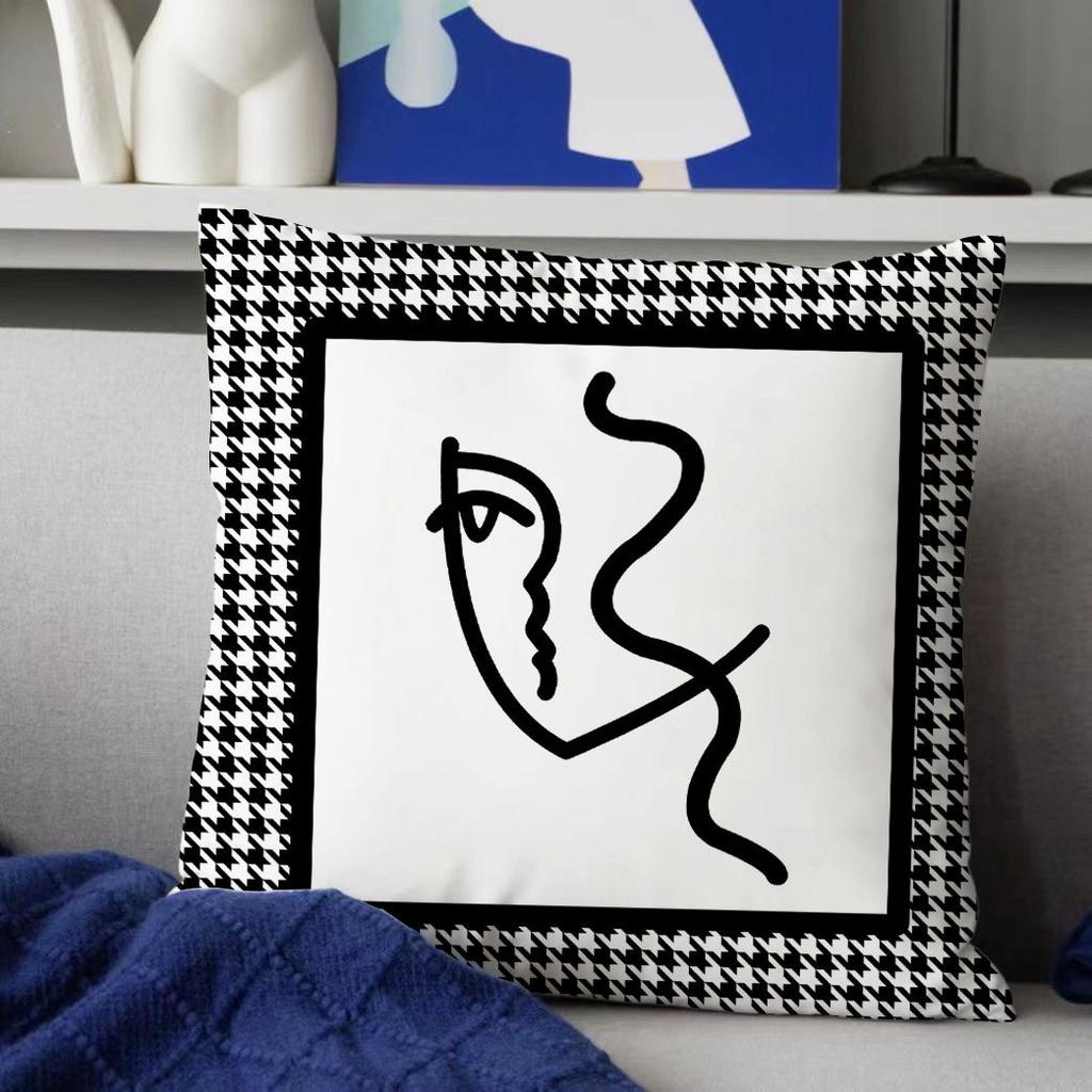 Ins Nordic Geometry Black and White Pillowcase Light Luxury Home Sofa Cushion Cover Living Room Bedroom Pillow Cover