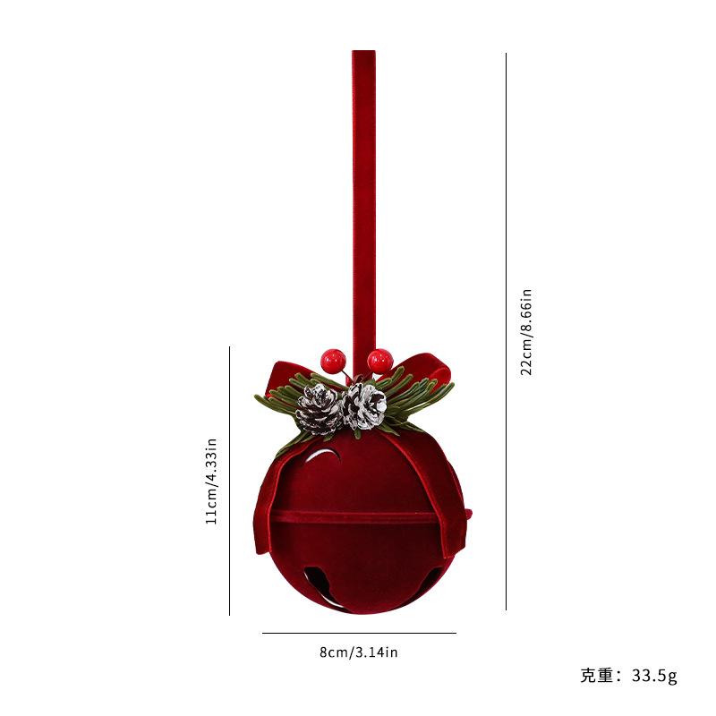 Festive Flocking Bell Pendant Christmas Bell Nordic Atmosphere Decorations Party Window Decorations Pendant Accessories Supplies