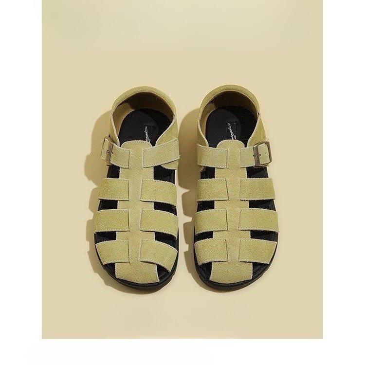 Baotou Roman Sandals Drag Women's Summer 2024 New Internet Celebrity Super Fire Thick Sole Soft Sole Comfortable Matte Leather Pig Cage Shoes