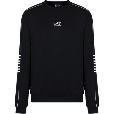 EA7 FW24 Color Block Striped Letter Logo Ribbed Trim Crew Neck Long Sleeve Sweatshirt Men Sweatshirt Black 6DPM05-PJ16Z-1200