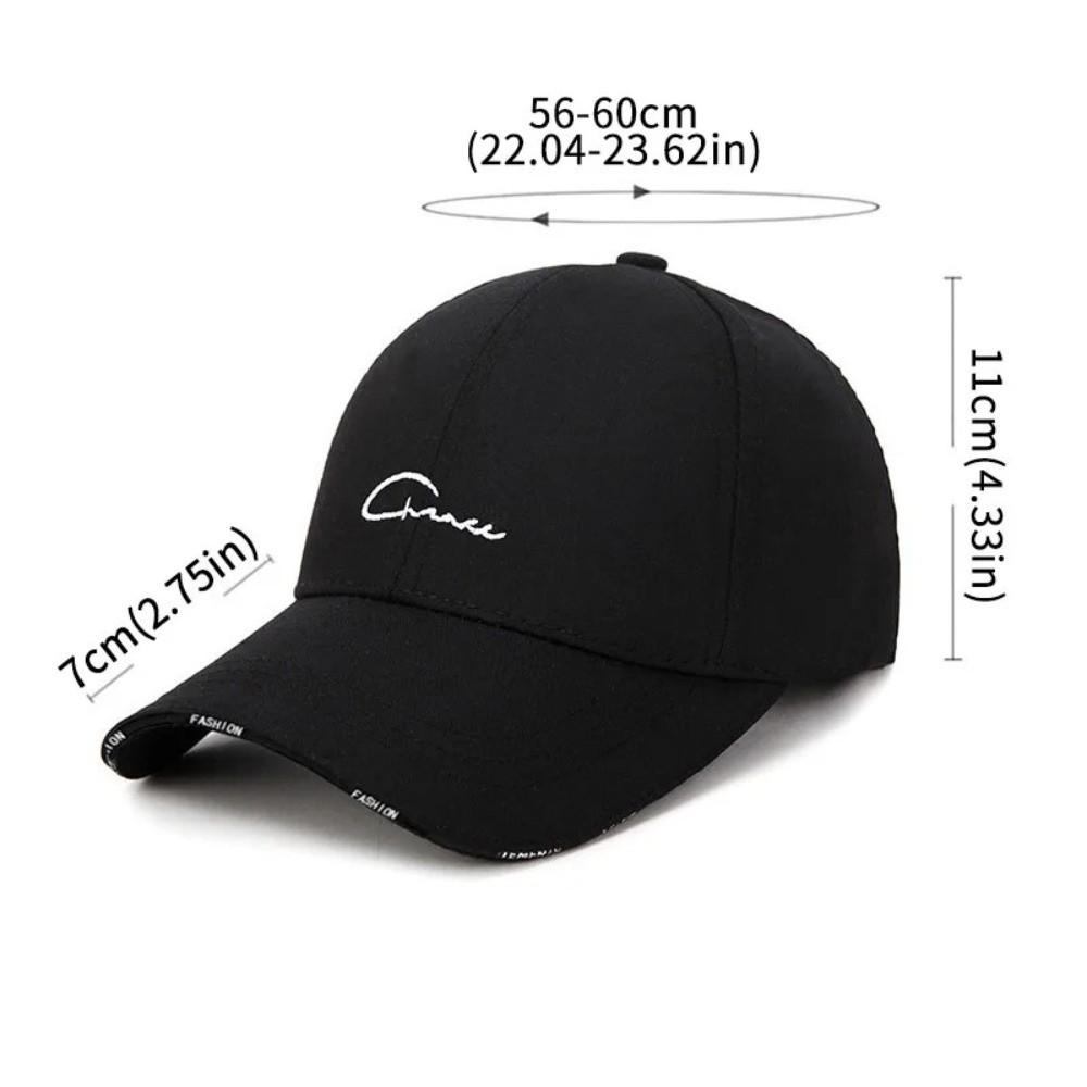 Fashion Letter Embroidered Baseball Cap Adjustable Wide Brim Peaked Cap Breathable Solid Color Sun Hat Summer