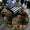 Christmas cat pattern round rug,Carpet Rug for Living Room Bedroom Playroom ,Non-slip Floor Mat,Holiday Gifts and Birthday Gifts.