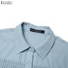 ZANZEA Women Casual Turn Down Collar Loose Lace Crochet Splice Long Sleeve Blouse