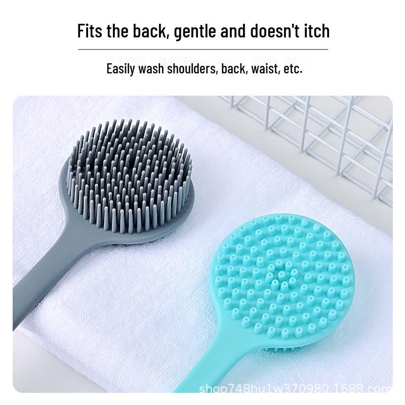 Portable Non-Slip Long Handle Silicone Bath Brush & Back Scrubber